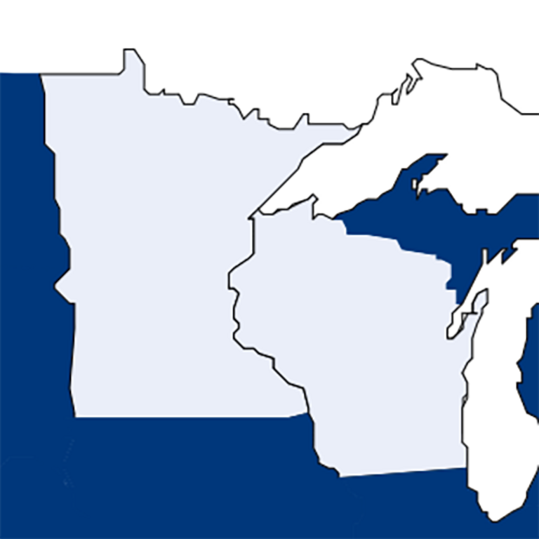 illustration, map of Minnesota Wisconsin