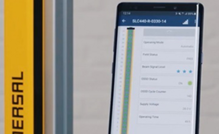 Photo, smartphone with SLC ASSIST app showing beam activation