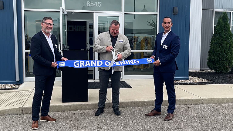 photo, ribbon cutting ceremony at the Grand Opening of Schmersal Indianapolis.