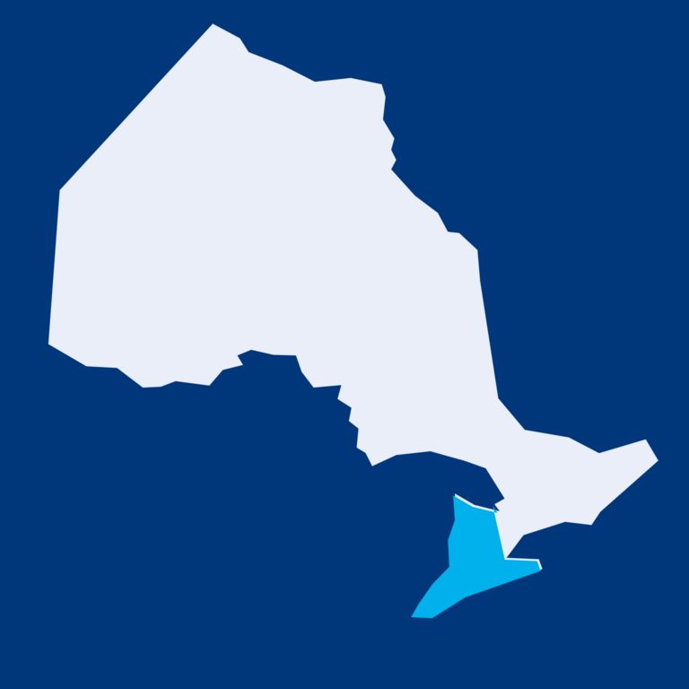 illustration, Ontario Canada, southwest Ontario highlighted