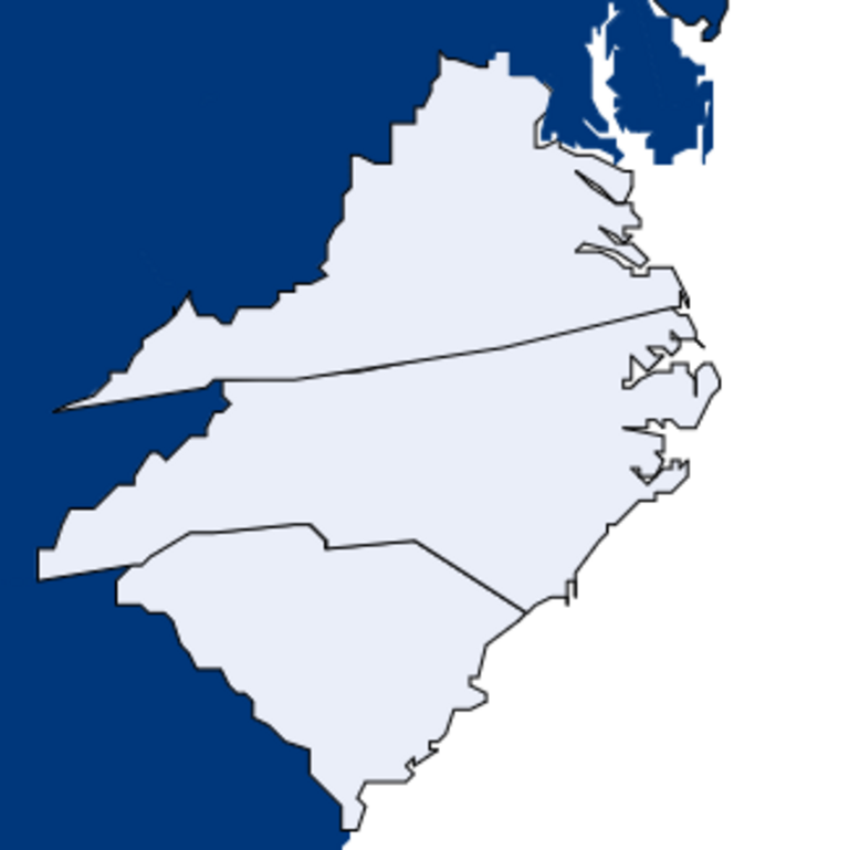 illustration, map of NC, SC, VA