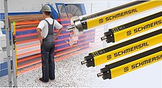 image showing Schmersal safety light curtains and an animation still of an application