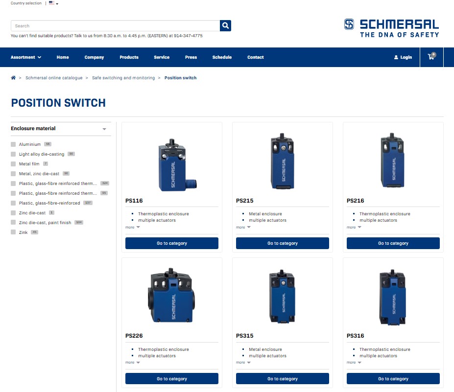 screenshot: online catalog - position switch page
